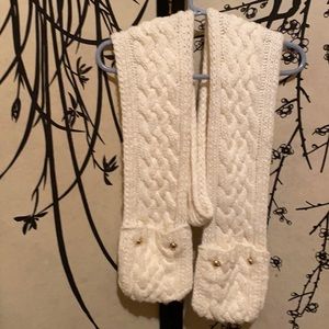 Michael Kors Cream Off White Oversized W/Pouch Pockets & Gold Logo Buttons Closu